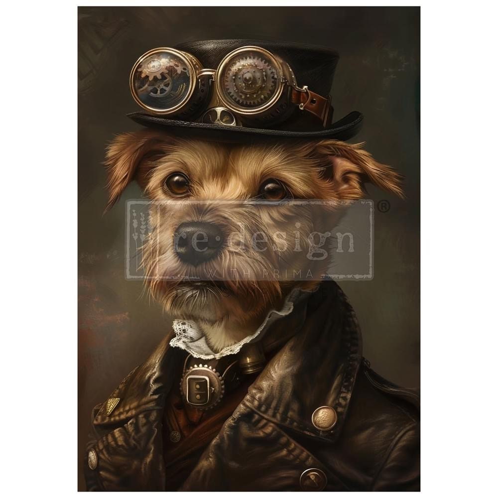 A1 Decoupage Fiber - Gearhound | Steampunk | 23.4 x 33.1” | Redesign with Prima