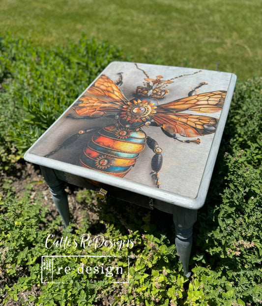 A1 Decoupage Fiber - Gearspring Honeybee | Steampunk | 23.4 x 33.1”|Redesign with Prima