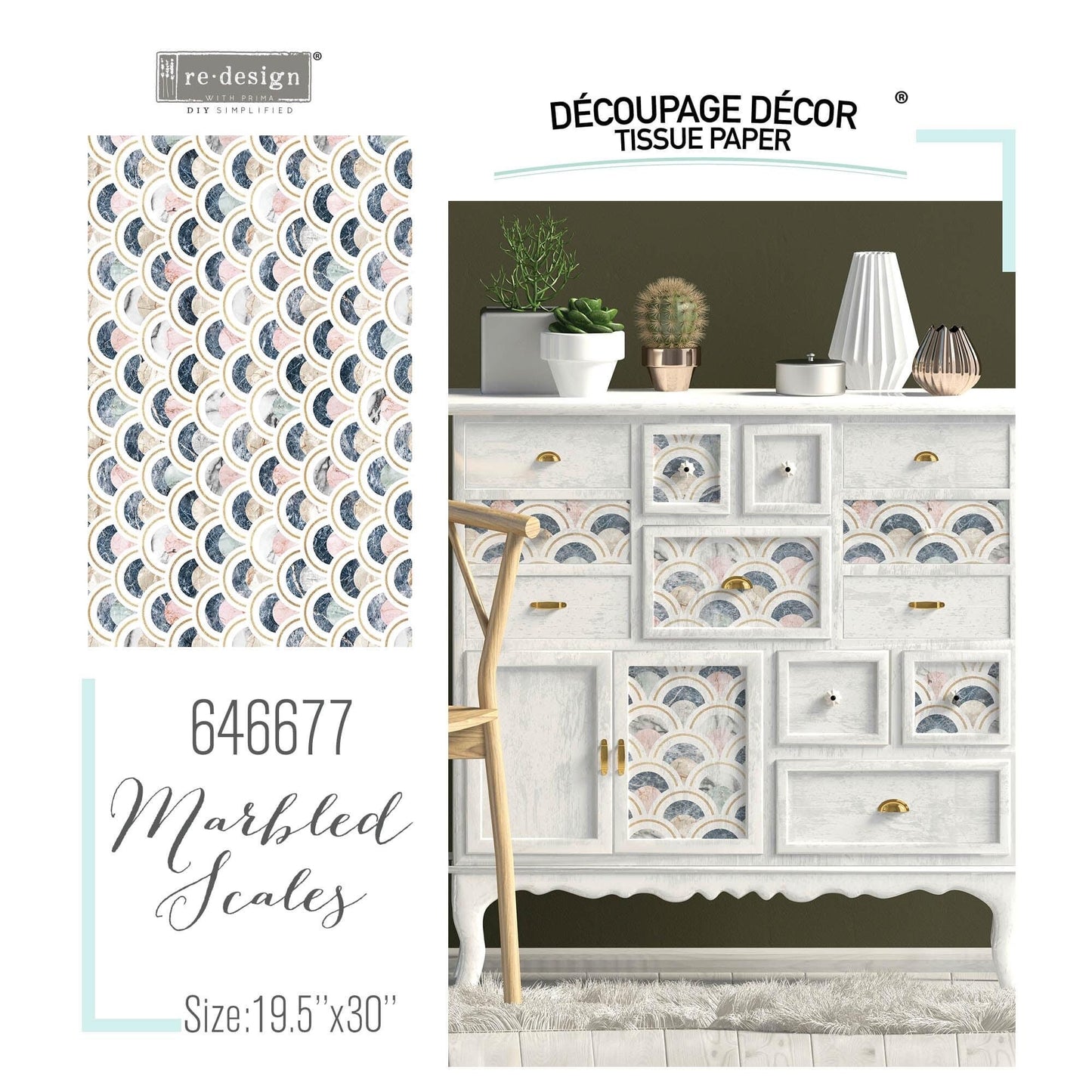 Decoupage Tissue Paper - Marbled Scales | 19.5”x30” | Redesign with Prima