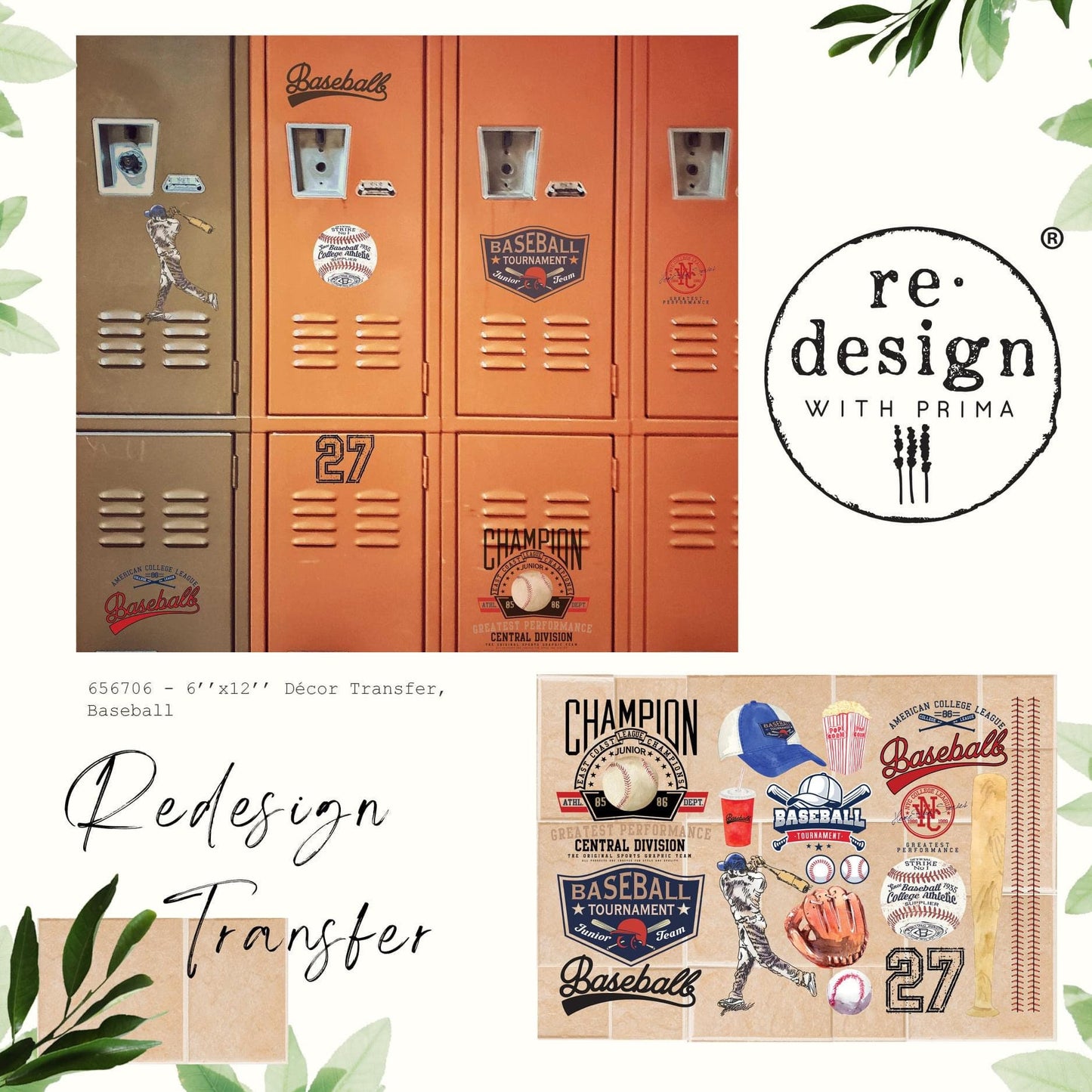Mini Decor Transfers® - Baseball | 6"x12"-3 sheets | Redesign with Prima