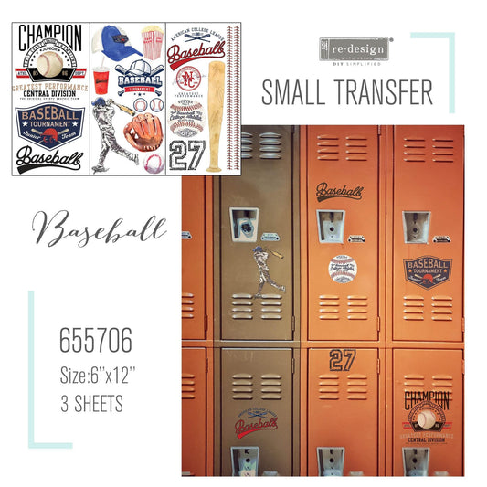 Mini Decor Transfers® - Baseball | 6"x12"-3 sheets | Redesign with Prima