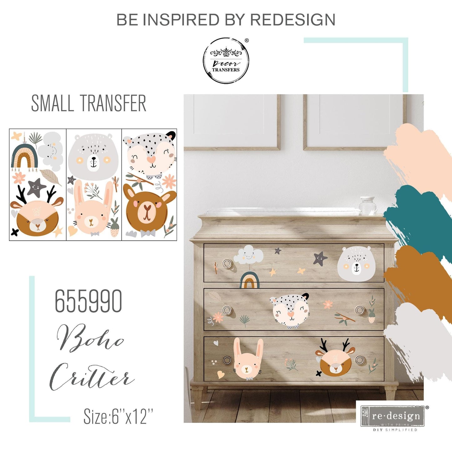 Mini Decor Transfers® - Boho Critter | 6"x12"-3 sheets | Redesign with Prima