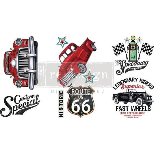 Mini Decor Transfers® - Classic Rides | 6"x12"-3 sheets | Redesign with Prima