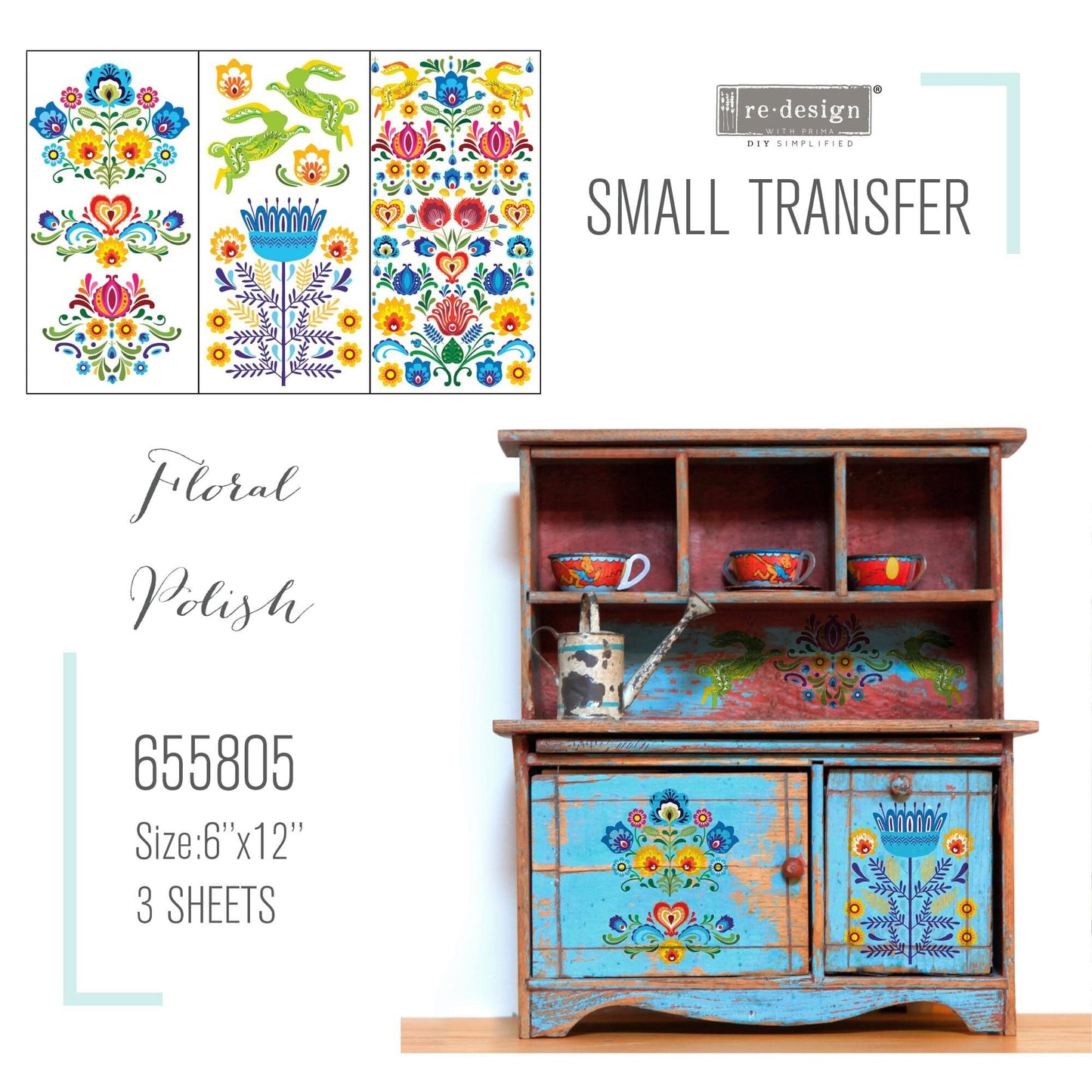 Mini Decor Transfers® - Floral Polish | 6"x12" | Redesign with Prima