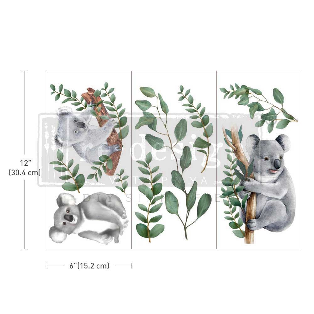 Mini Decor Transfers® - Koala | 3 sheets, 6”x12” | Redesign with Prima