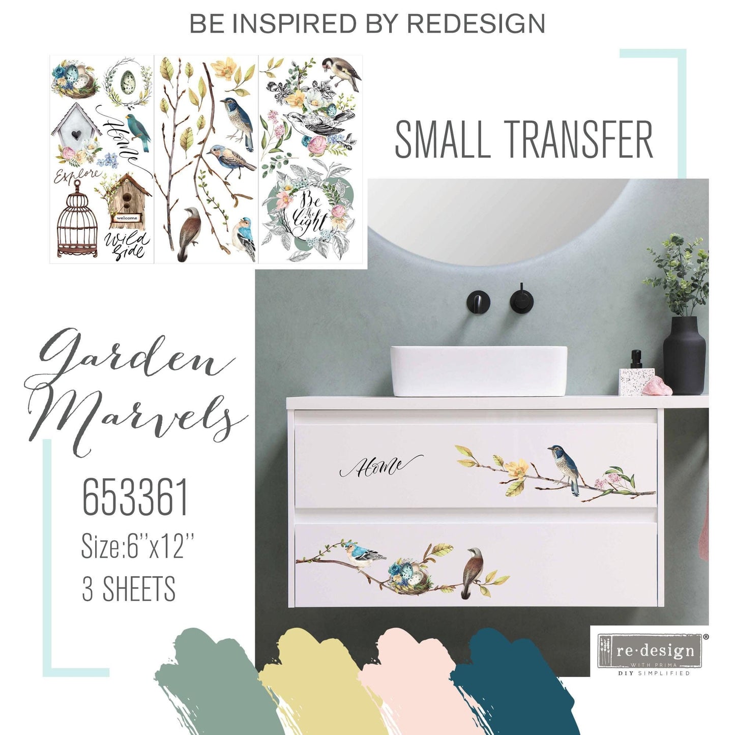 Mini Decor Transfers® - Garden Marvels | 6"x12"-3 sheets | Redesign with Prima