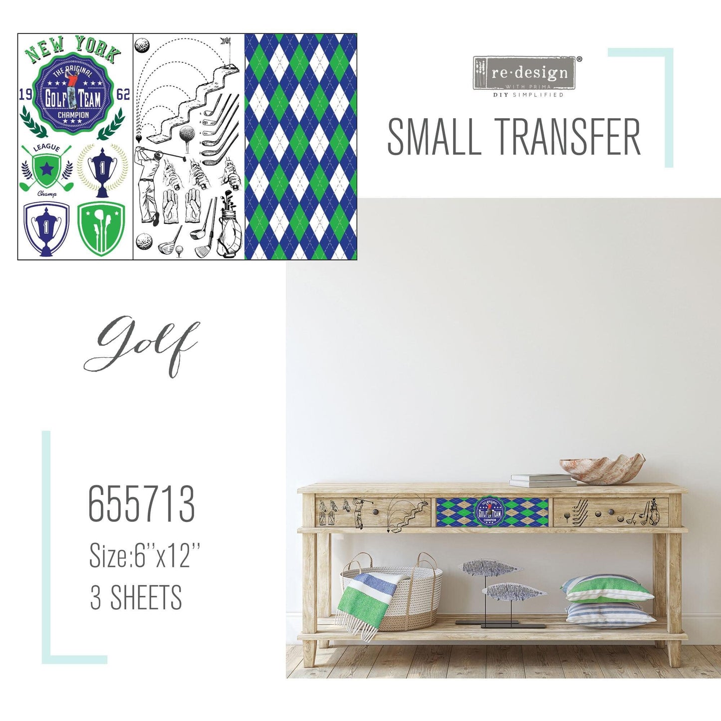 Mini Decor Transfers® Golf | 6"x12"-3 sheets | Redesign with Prima