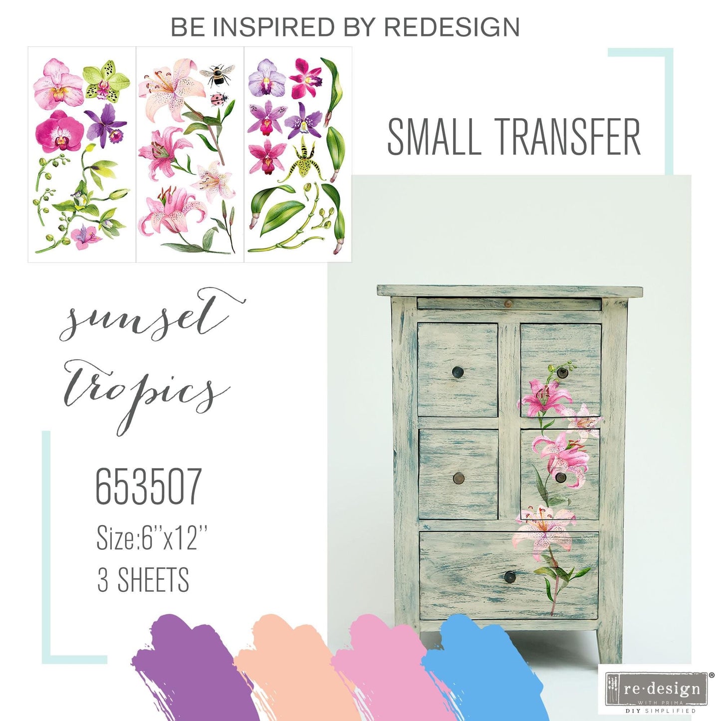 Mini Decor Transfers® - Sunset Tropics | 3 sheets, 6”x12” | Redesign with Prima