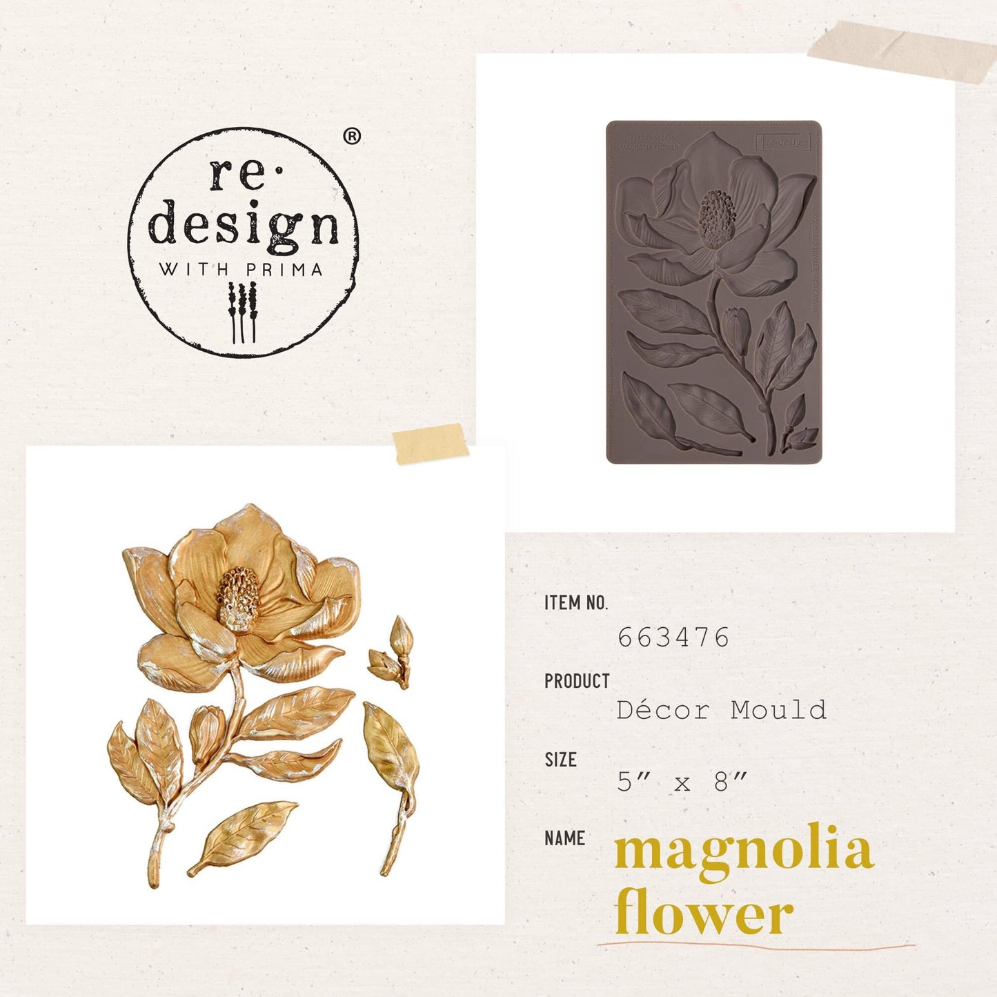 Decor Mould® - Magnolia Flower | 1 pc, 5”x8” | Redesign with Prima