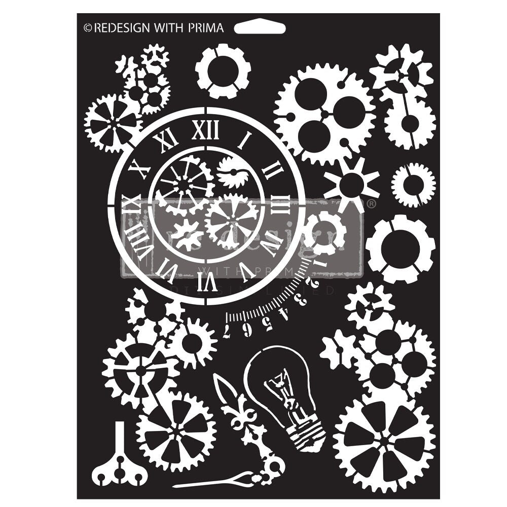 Decor Stencil - Gearworks | Steampunk | 1 pc-9”x12” | Redesign with Prima