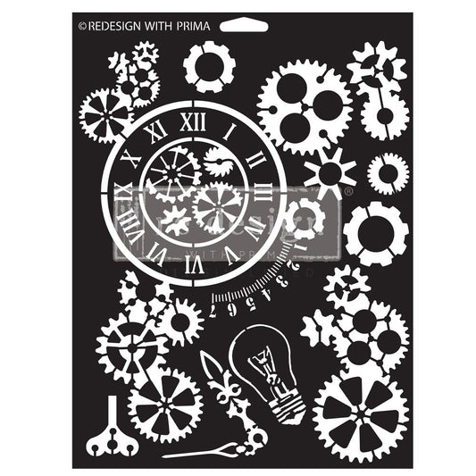 Decor Stencil - Gearworks | Steampunk | 1 pc-9”x12” | Redesign with Prima