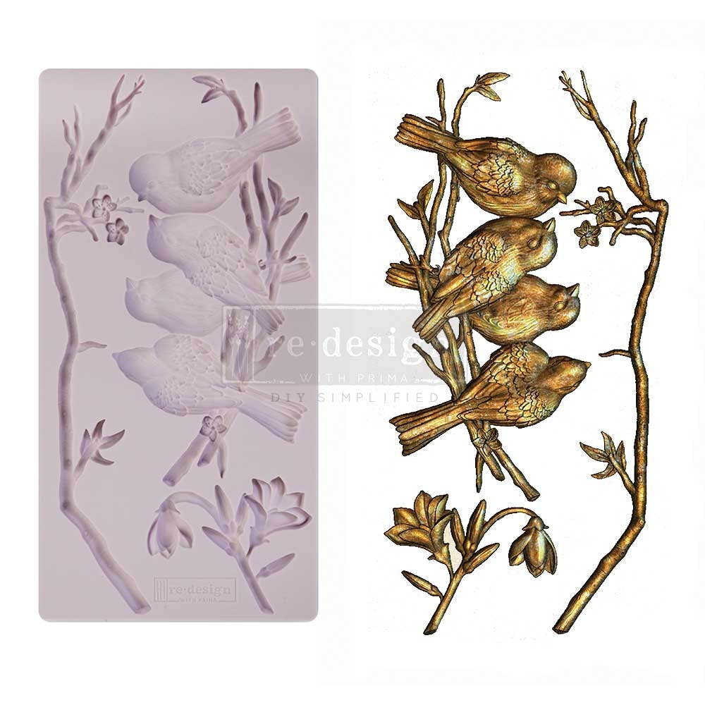 Decor Mould® - Avian Love | 1 pc, measures 5”x10” x8mm | Redesign with Prima