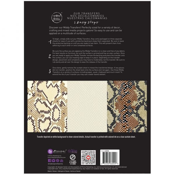 Middy Decor Transfers® - Wild Textures | 3 sheets, 8.5x11” | Redesign with Prima