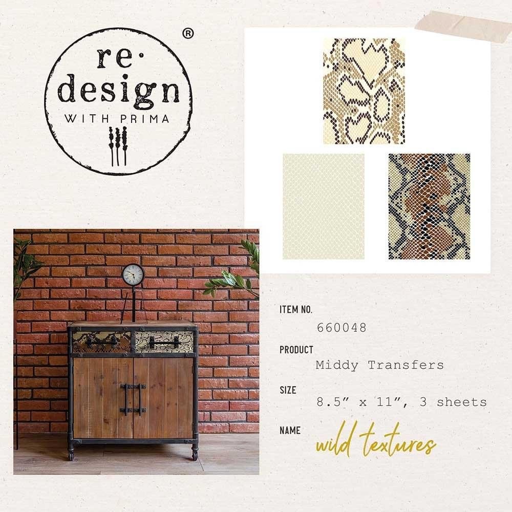 Middy Decor Transfers® - Wild Textures | 3 sheets, 8.5x11” | Redesign with Prima