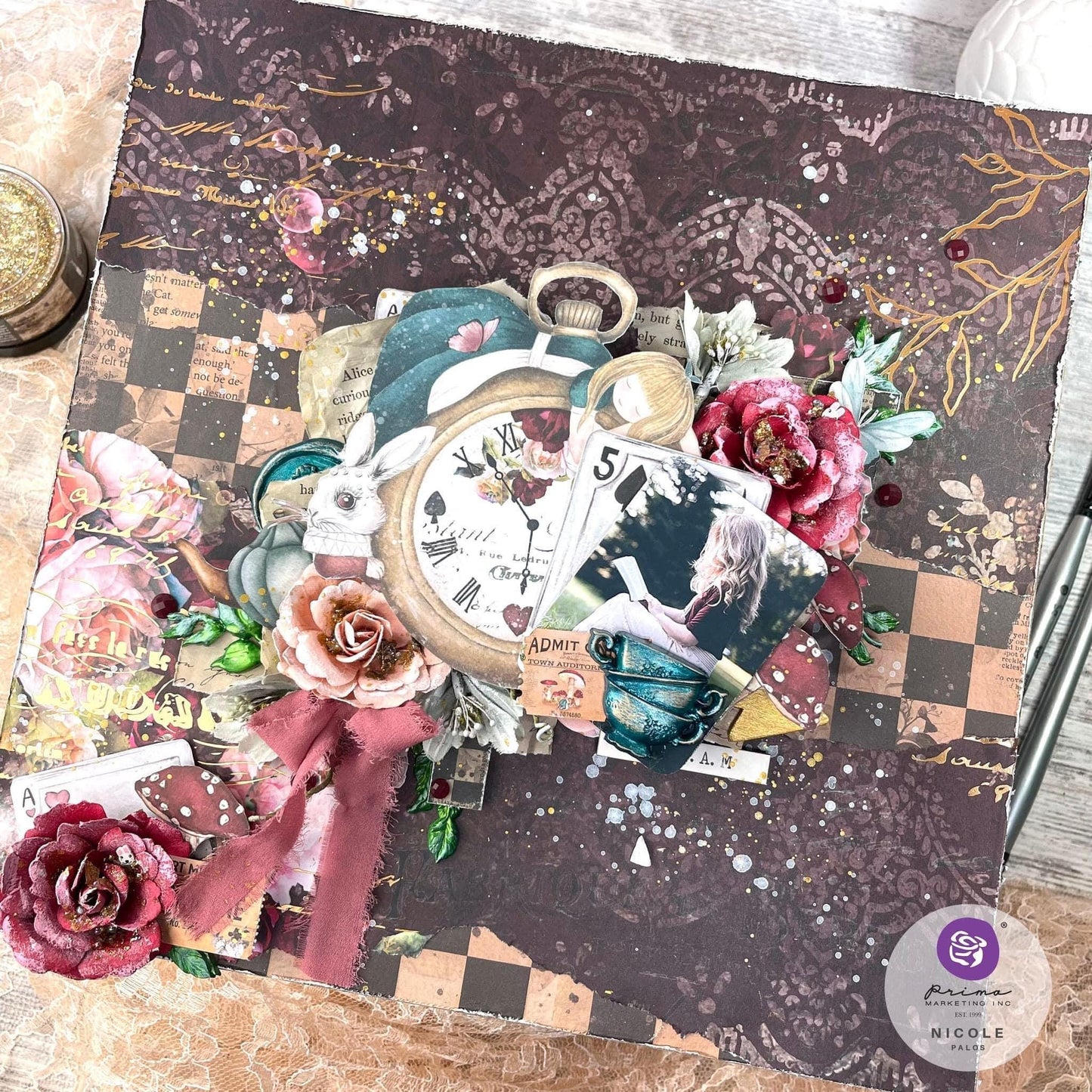 Lost in Wonderland Collection Flowers - Enchanted Garden, 16 pcs | Three Girls Tale | Prima Marketing Inc