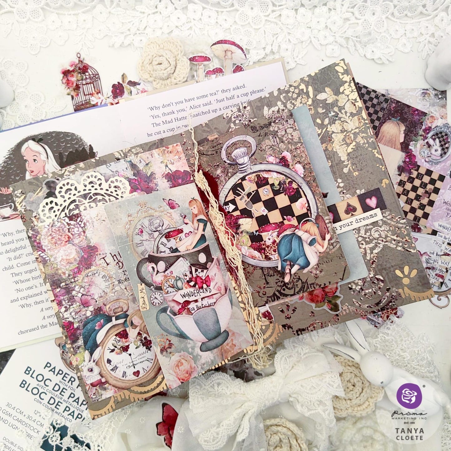 Lost in Wonderland Collection Flowers - Magical Land, 12 pcs | Three Girls Tale | Prima Marketing Inc