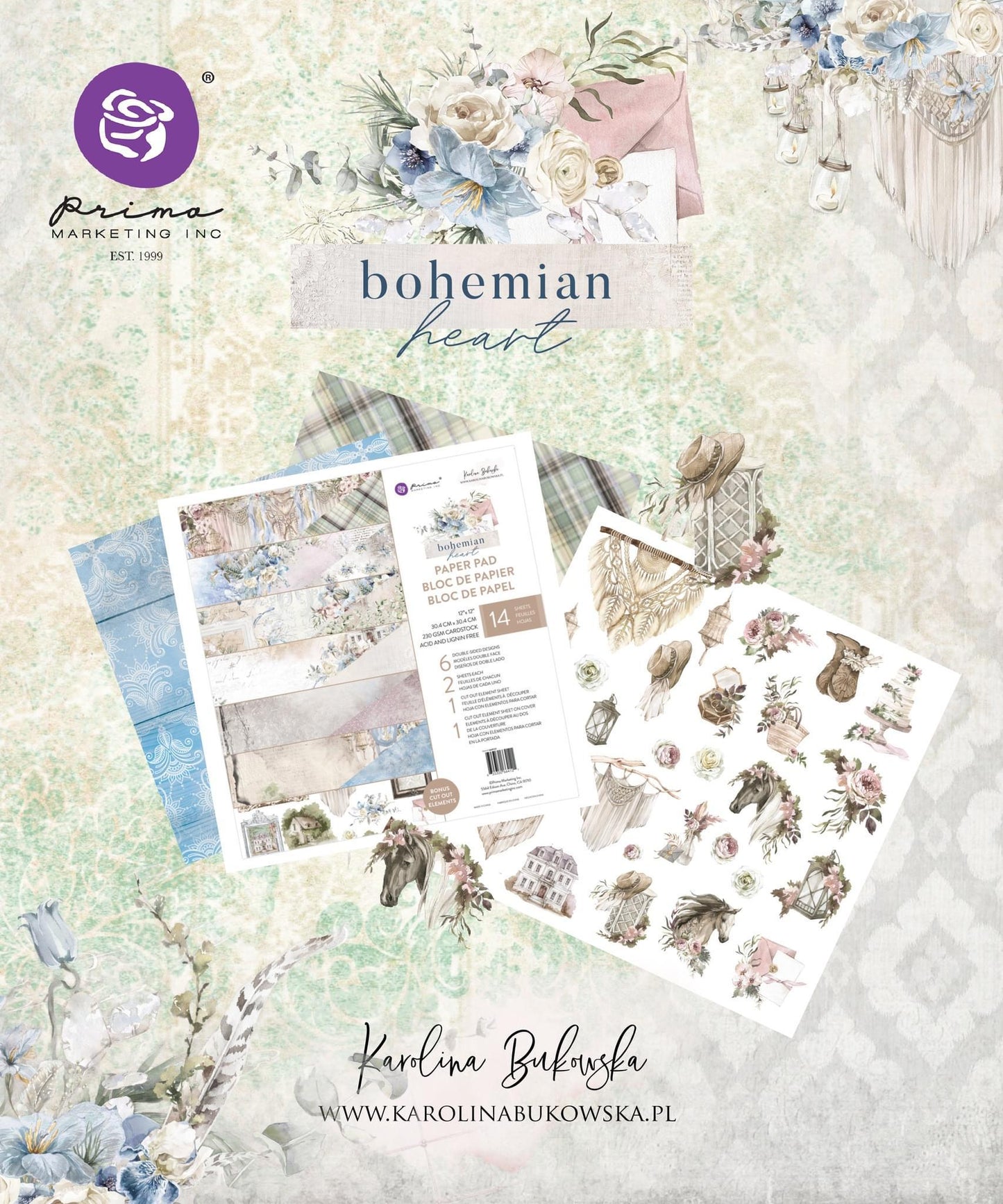 Bohemian Heart Collection Flowers - Wild Instinct, 48 pcs | Prima Marketing Inc.