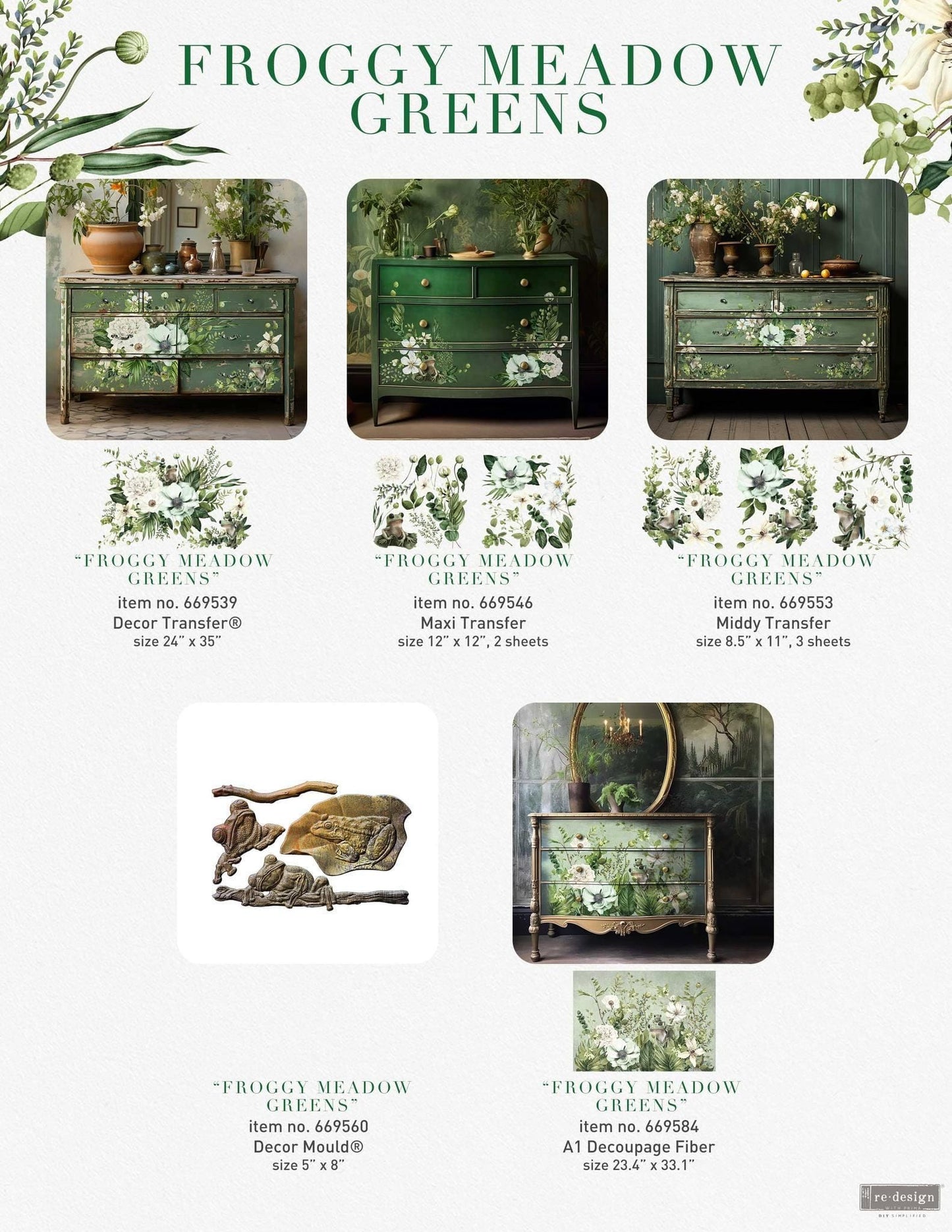 Decor Mould® - Froggy Meadow Greens  | 5”x8”x8mm | Redesign with Prima