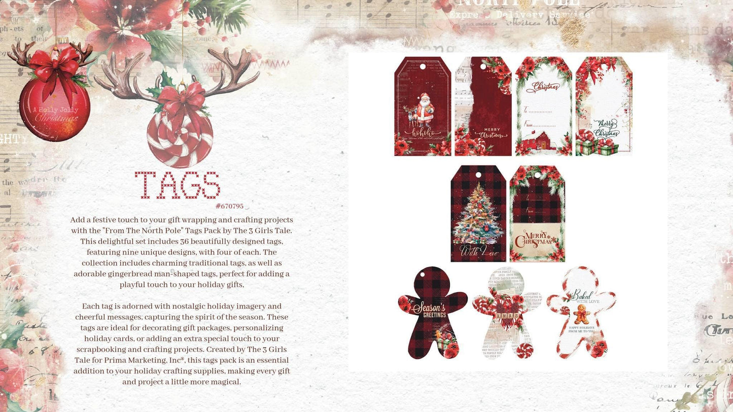 Christmas Chipboard Tags | 18 pcs | Prima Marketing, Inc