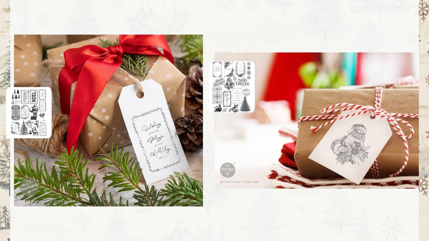 Decor Stamps -  Santa’s Helper Tags | 1 pc, 9”x12” | Redesign with Prima