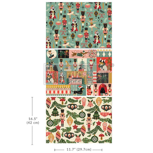 A3 Decoupage Fiber - Nutcracker Happiness | 3 sht, 11.7” x 16.5” each | Redesign with Prima