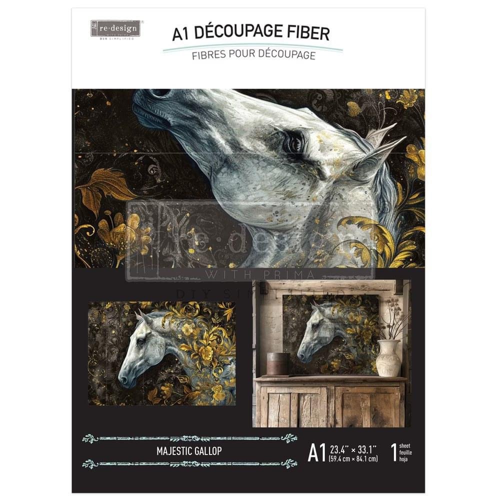 A1 Decoupage Fiber - Majestic Gallop | 1 sheet, 23.4 x 33.1” | Redesign with Prima