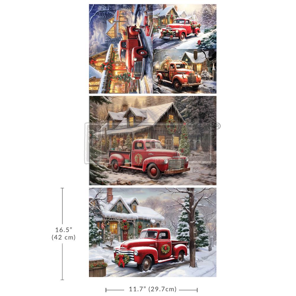 A3 Decoupage Fiber - Christmas Cargo | 3 sht, 11.7” x 16.5” each | Redesign with Prima