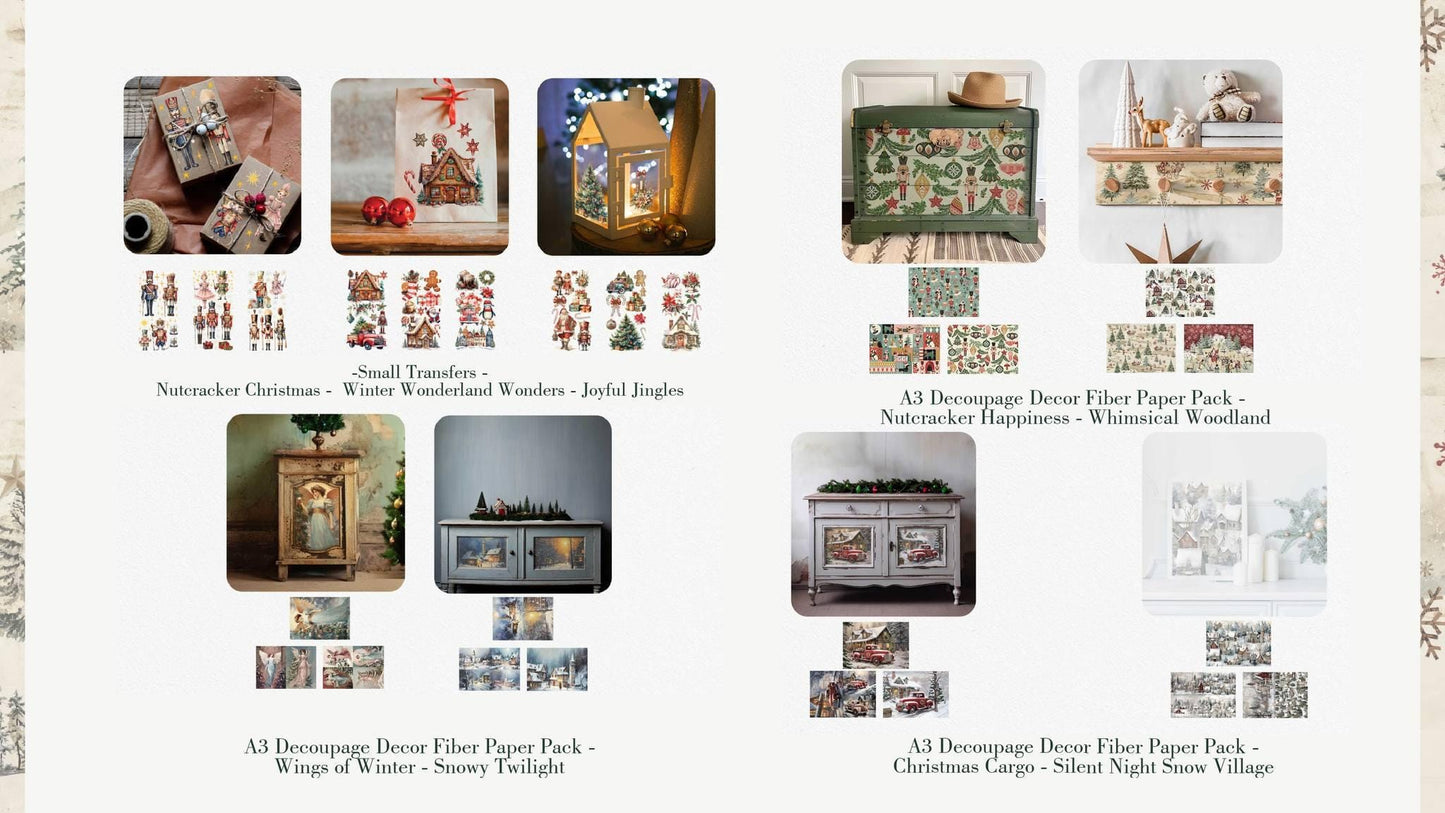 A3 Decoupage Fiber - Silent Night Snow Village | 3 sht, 11.7” x 16.5” each | Redesign with Prima