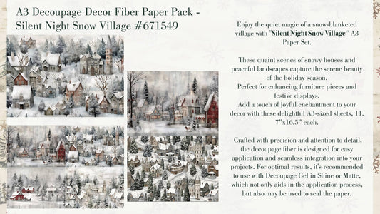 A3 Decoupage Fiber - Silent Night Snow Village | 3 sht, 11.7” x 16.5” each | Redesign with Prima