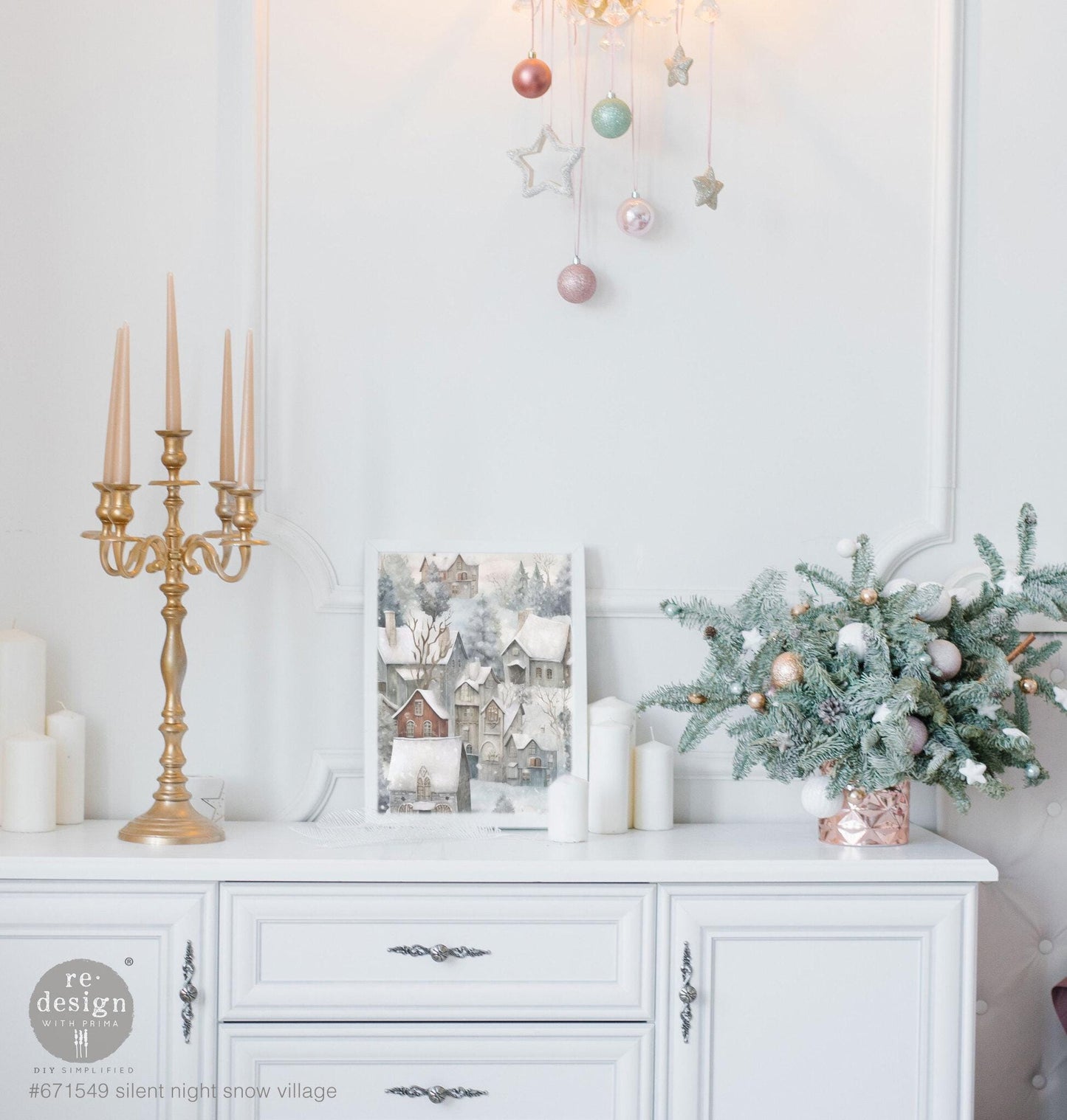 A3 Decoupage Fiber - Silent Night Snow Village | 3 sht, 11.7” x 16.5” each | Redesign with Prima