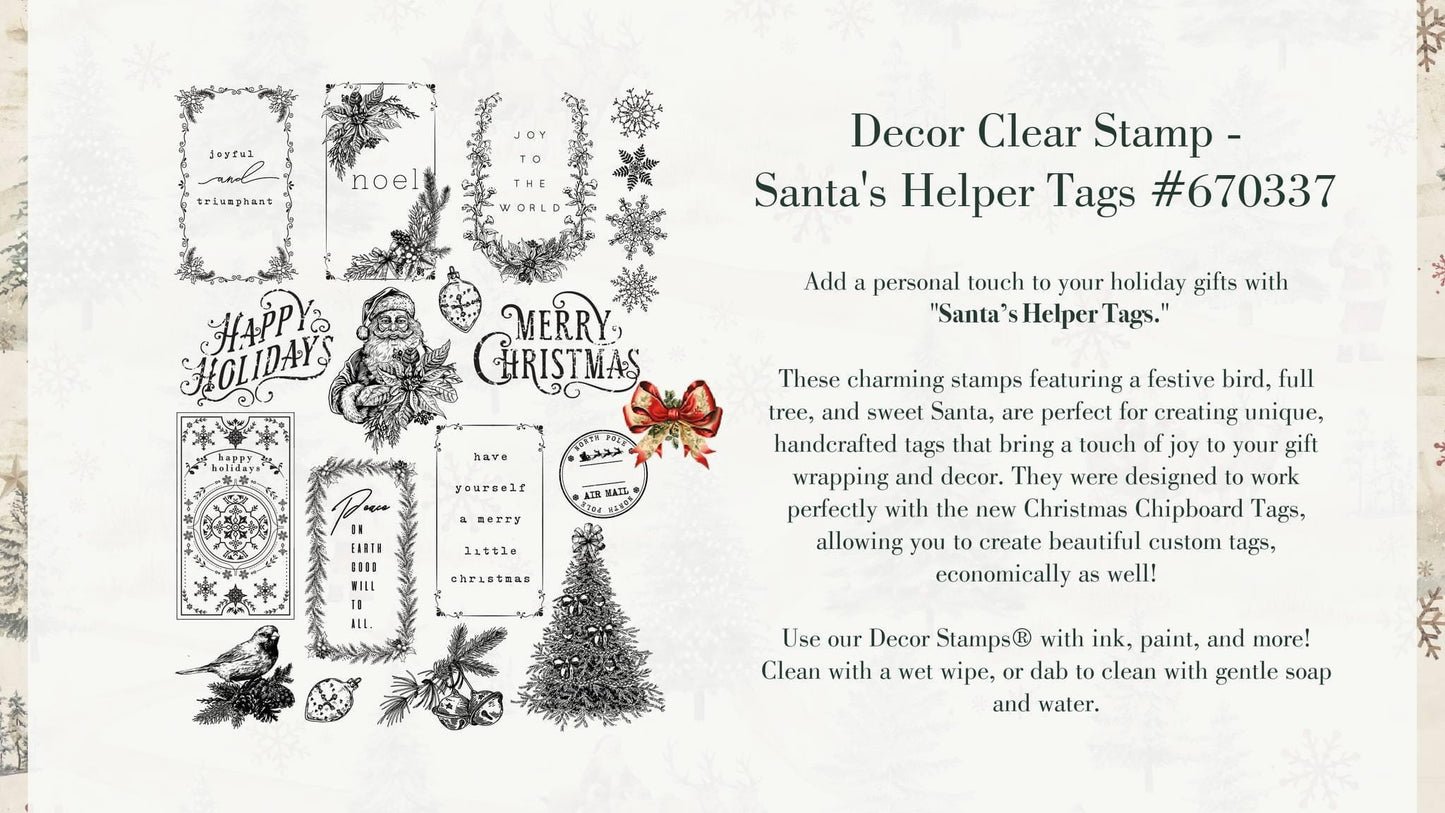 Decor Stamps -  Santa’s Helper Tags | 1 pc, 9”x12” | Redesign with Prima