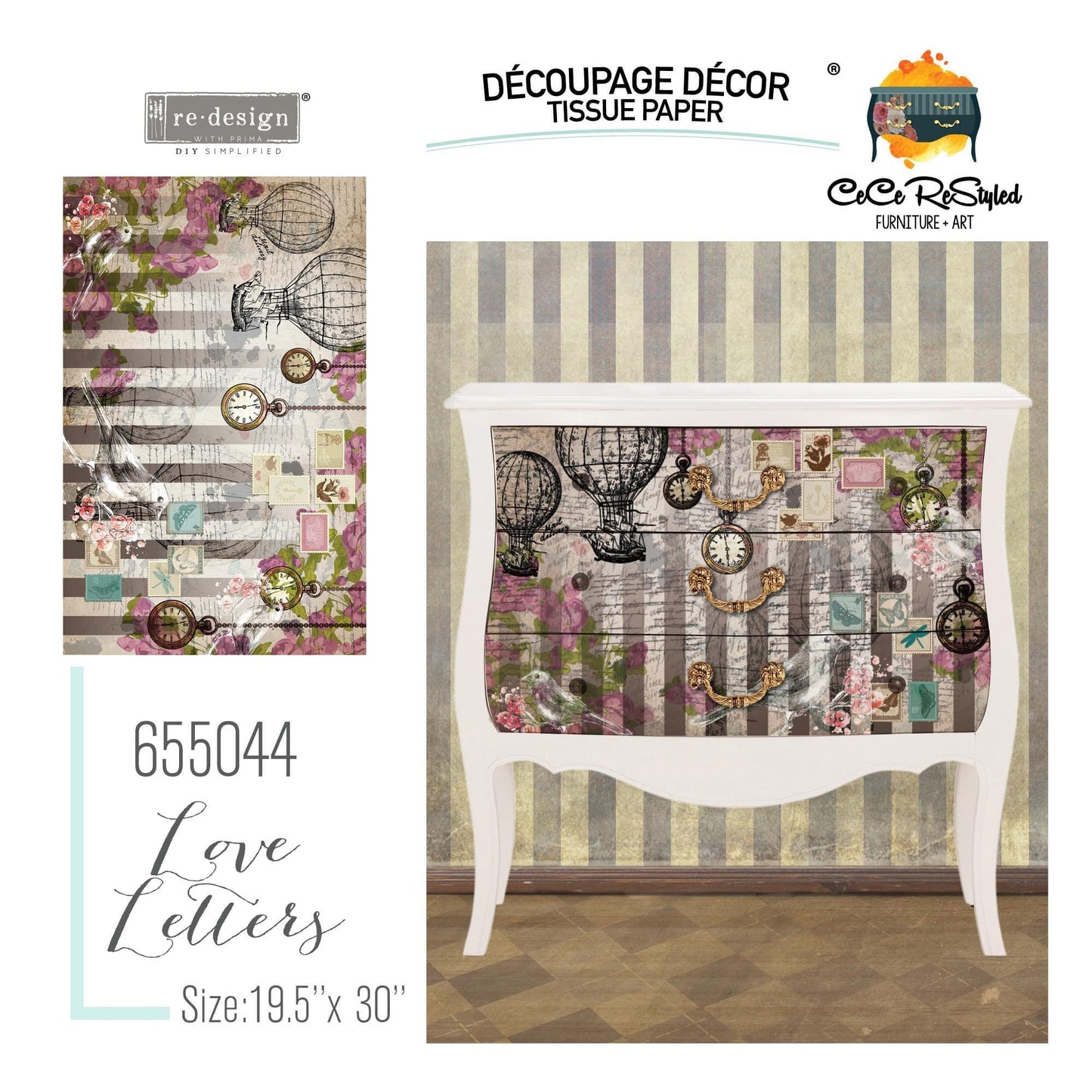 Decoupage Tissue Paper - Love Letters | 19.5x30” | Redesign with Prima