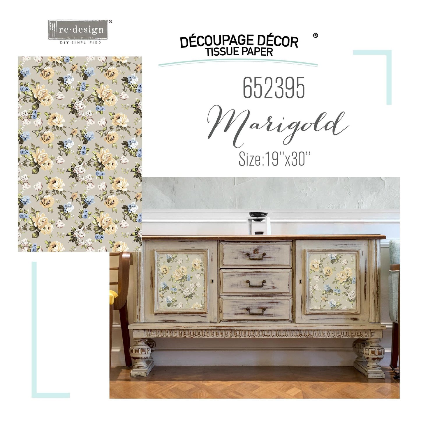 Decoupage Tissue Paper - Marigold | 19.5x30” | Redesign with Prima