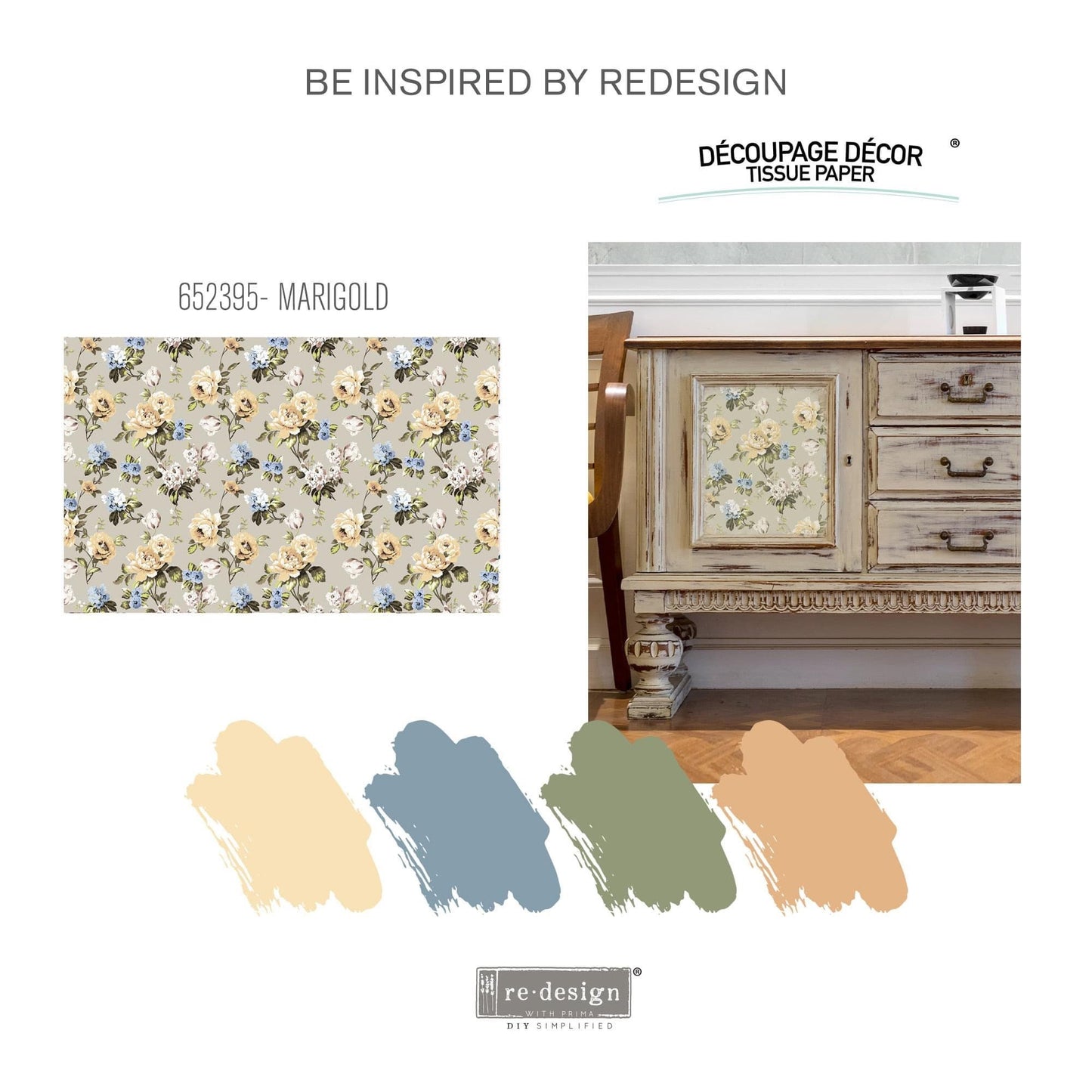 Decoupage Tissue Paper - Marigold | 19.5x30” | Redesign with Prima