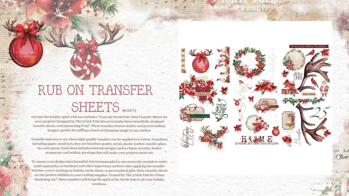 From the North Pole Mini Transfer | 3 sheets, 6”x12” | Prima Marketing Inc.