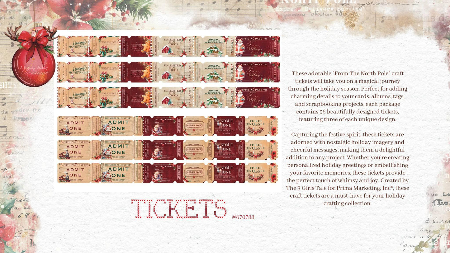 From the North Pole Collection Craft Tickets | 36x3 designs | Prima Marketing, Inc.