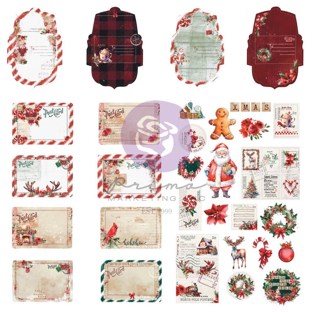 From the North Pole Collection Postcards & Envelopes |  8x8+1 sticker page | 3 Girls Tale  | Prima Marketing, Inc.