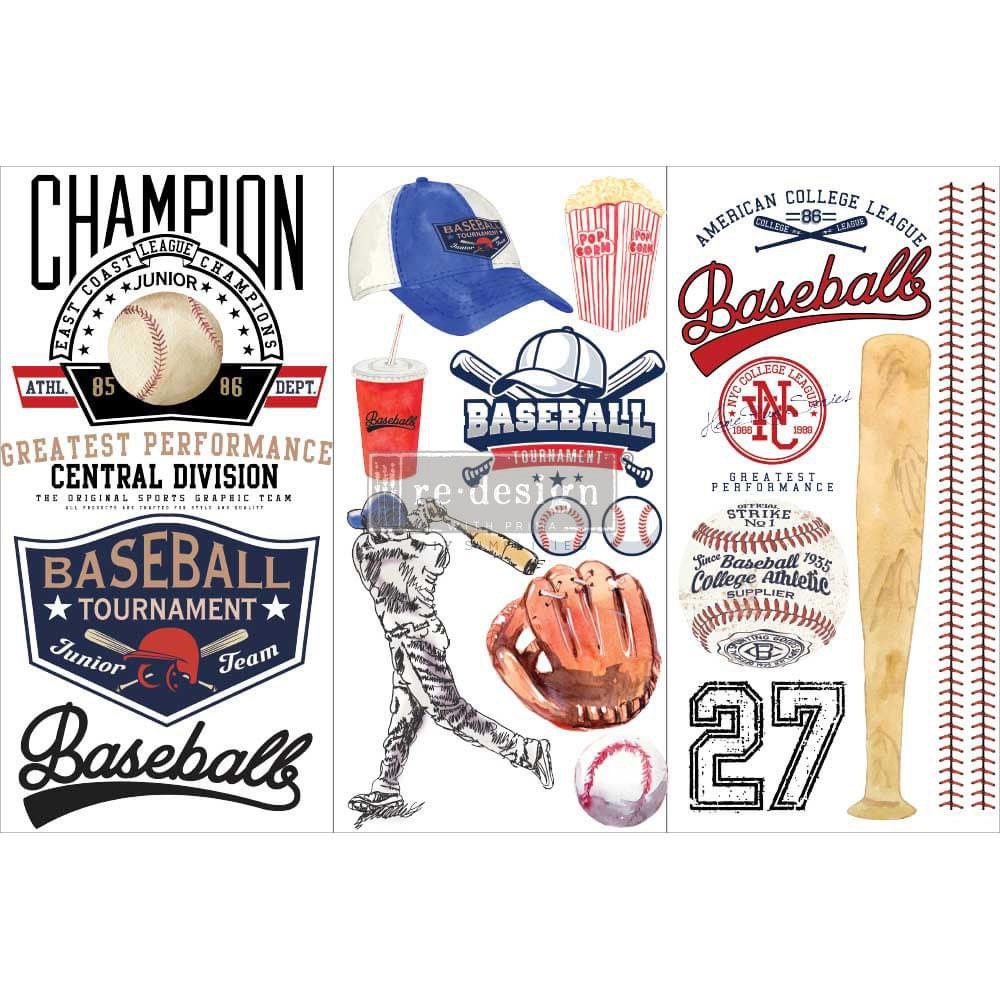 Mini Decor Transfers® - Baseball | 6"x12"-3 sheets | Redesign with Prima
