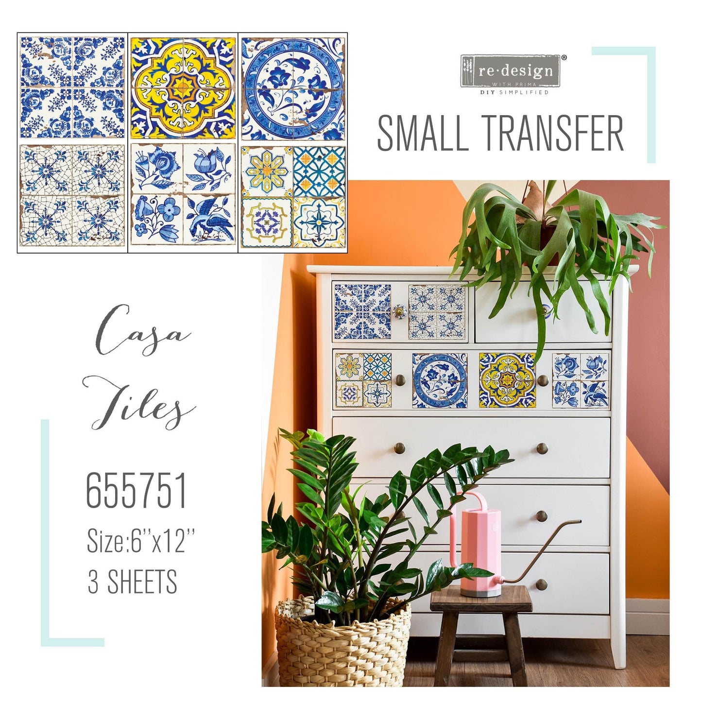 Mini Decor Transfers® - Casa Tiles | 6"x12"-3 sheets | Redesign with Prima