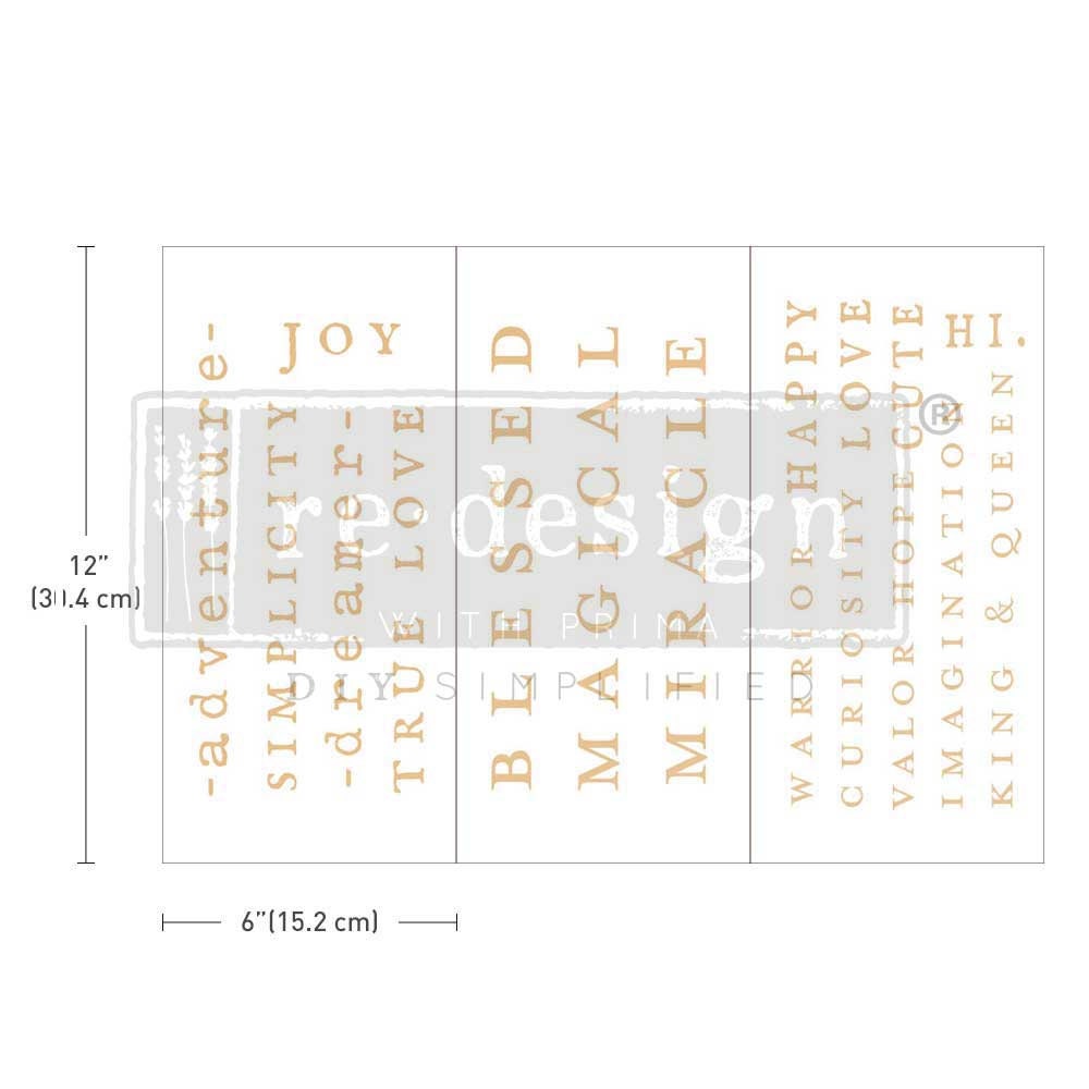 Mini Decor Transfers® - Powerful Words | 6"x12"-3 sheets | Redesign with Prima