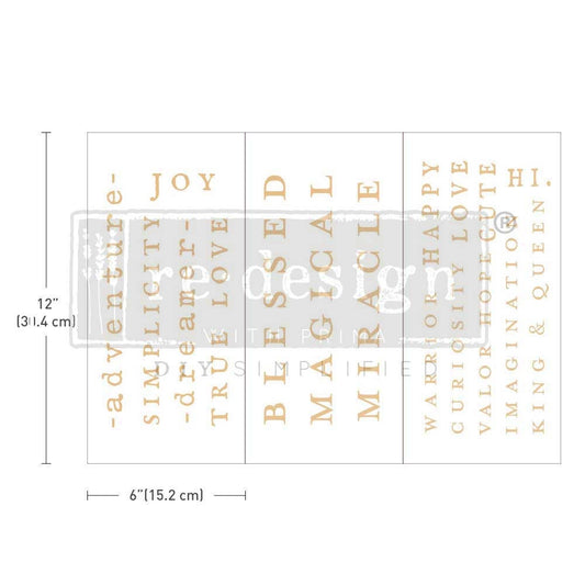 Mini Decor Transfers® - Powerful Words | 6"x12"-3 sheets | Redesign with Prima