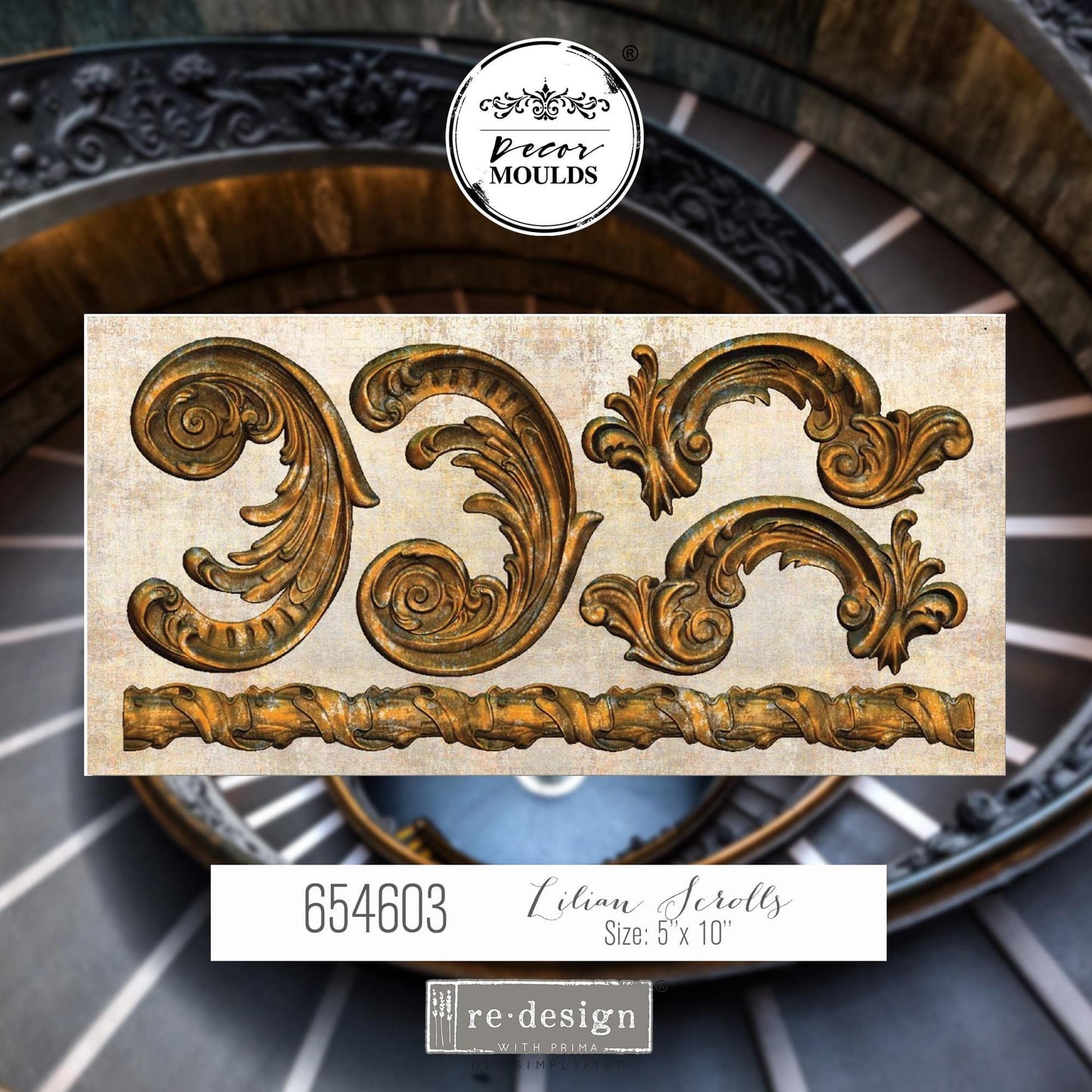 Decor Mould® - Lillian Scrolls | 5”x10” x8mm | Redesign with Prima