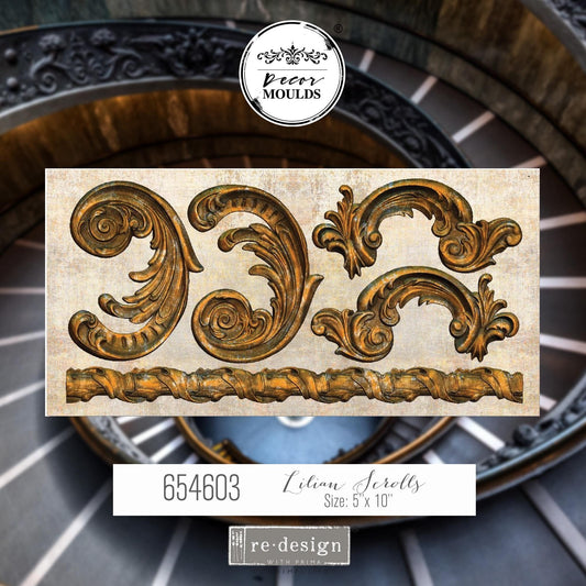Decor Mould® - Lillian Scrolls | 5”x10” x8mm | Redesign with Prima