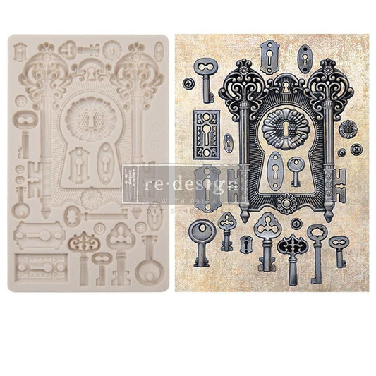 Decor Mould® - Locks and Keys | Finnabair | Measures 5”x8”x8mm | Redesign with Prima