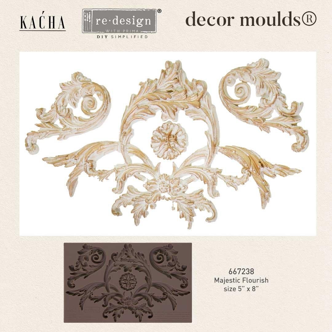Decor Mould® - Majestic Flourish | Kacha | 5″X8″X8mm | Redesign with Prima