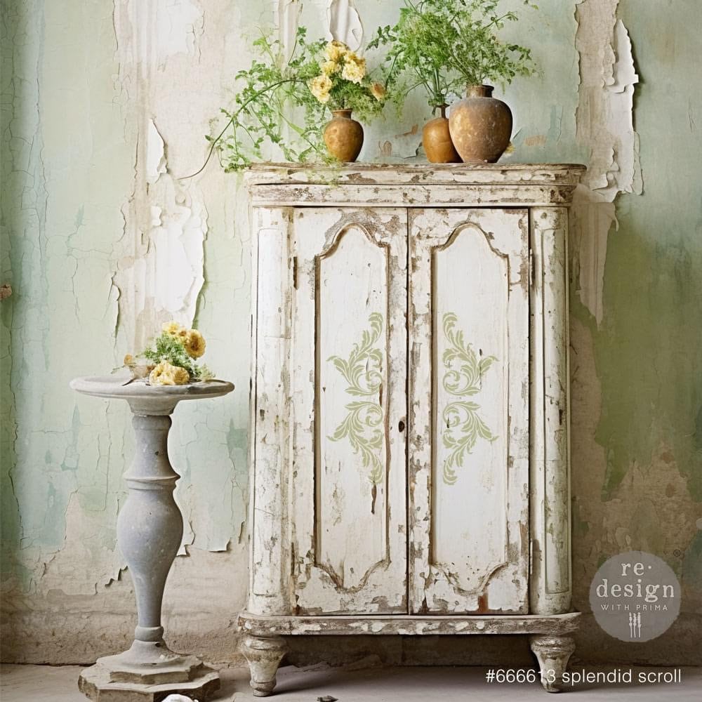Decor Stencil - Splendid Scroll | 3-D | 9”x12” | Redesign with Prima