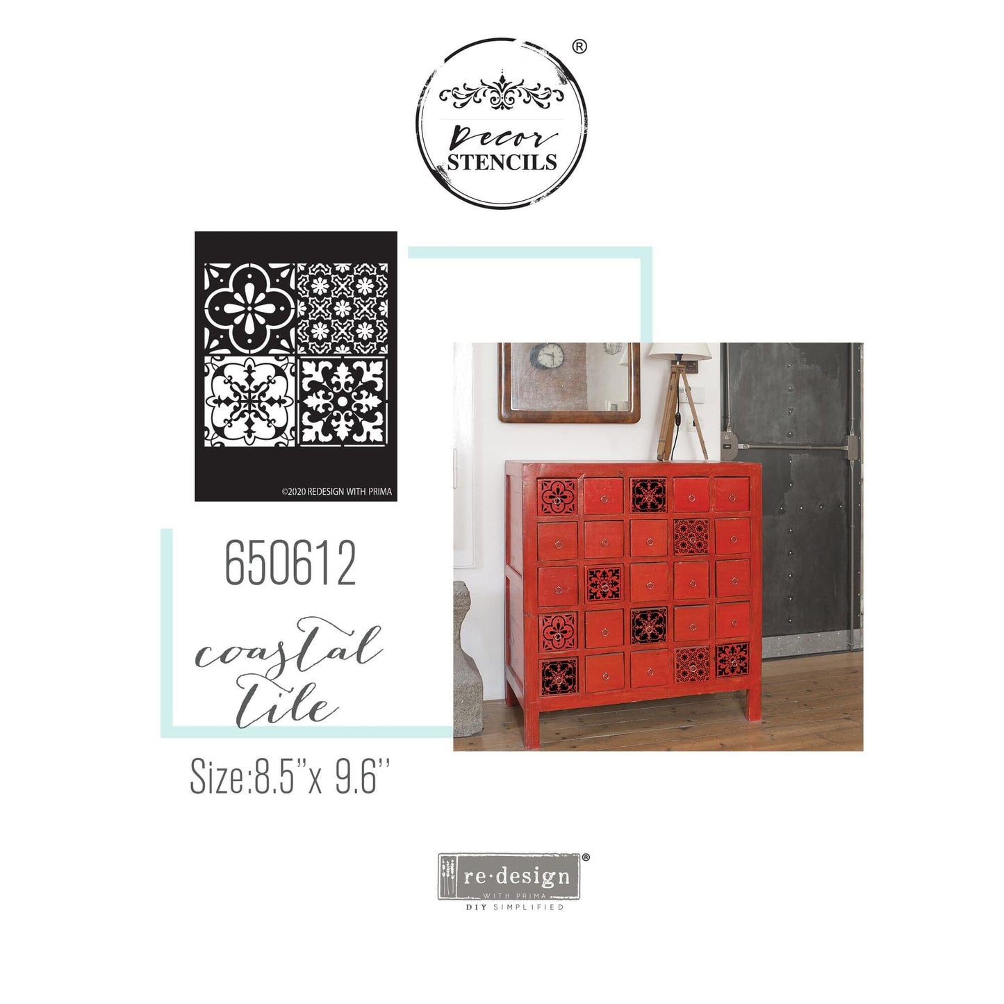 Decor Stencil - Coastal Tile | 1 pc-9”x13.5” | Redesign with Prima
