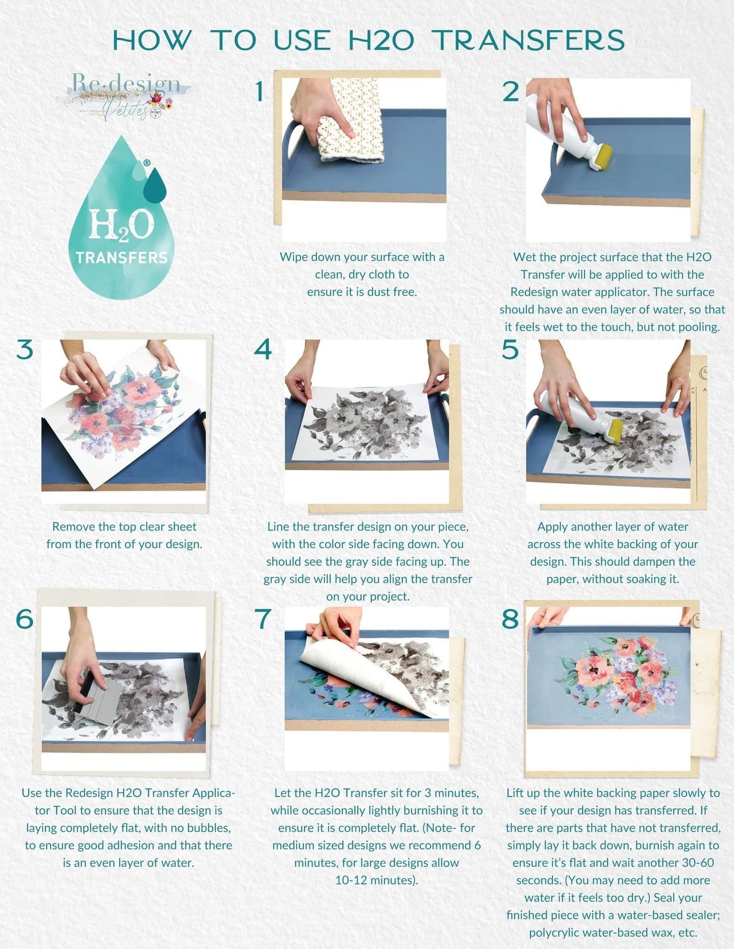 Gorgeous Flora H2O Transfer | 8.5"x11"-2 sheets | Redesign with Prima