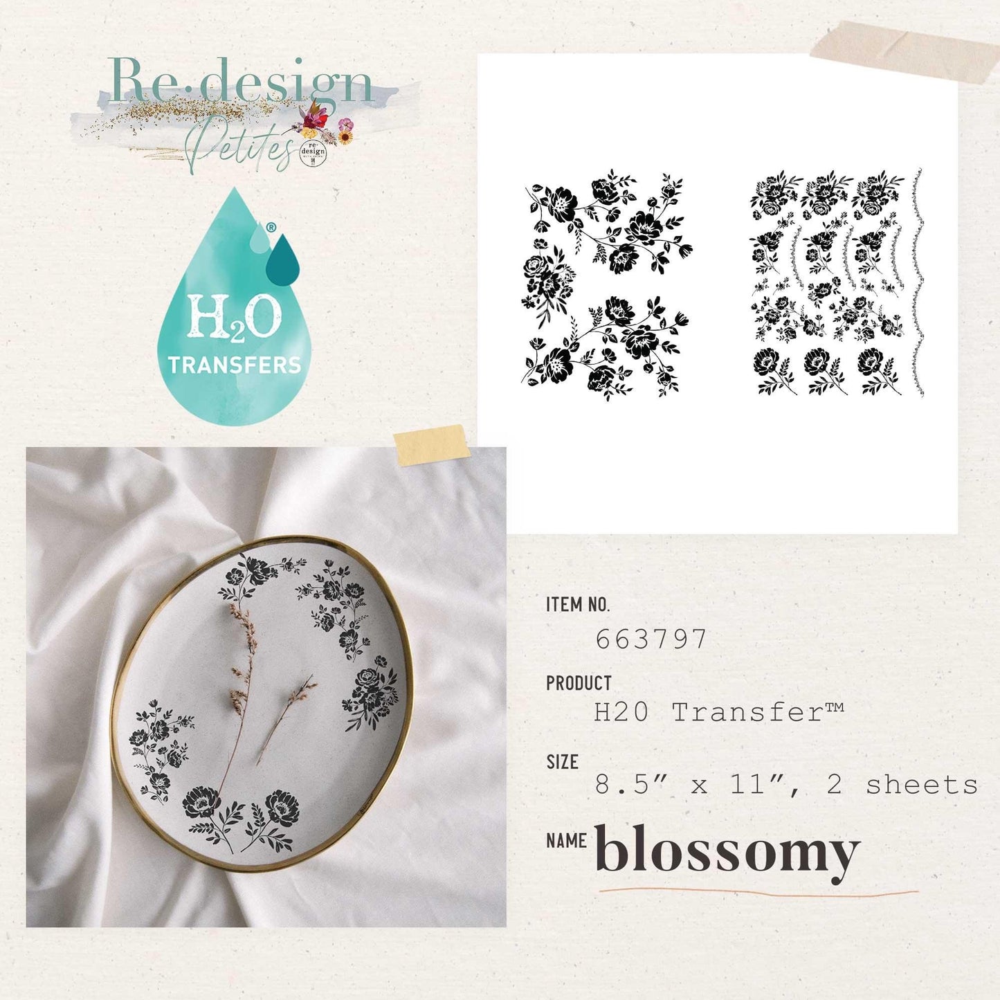 H2O Transfer - Blossomy | 8.5"x11" | Redesign with Prima