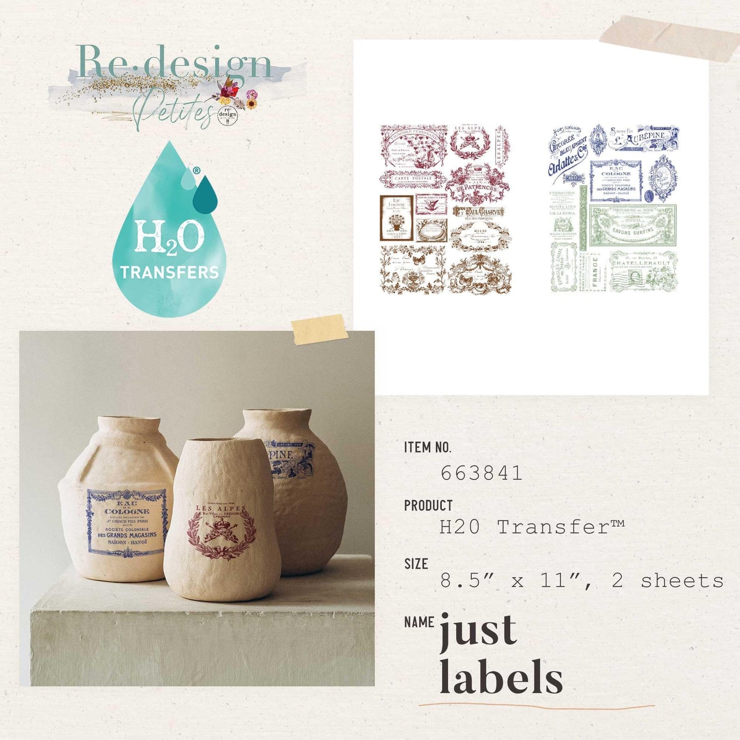 H2O Transfer - Just Labels | 8.5"x11" | Redesign with Prima